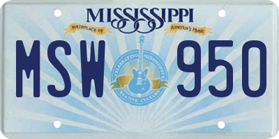MS license plate MSW950