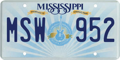 MS license plate MSW952