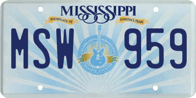 MS license plate MSW959