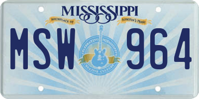 MS license plate MSW964