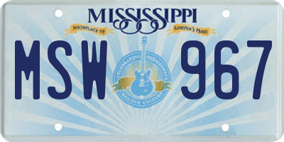 MS license plate MSW967
