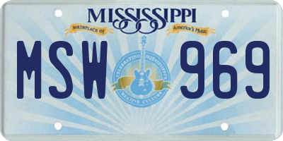 MS license plate MSW969
