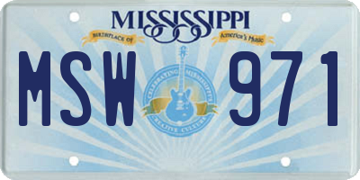 MS license plate MSW971