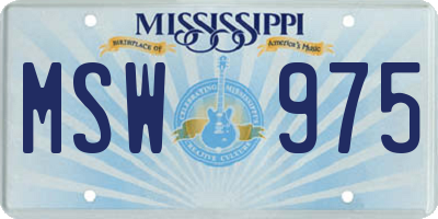 MS license plate MSW975