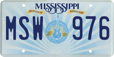 MS license plate MSW976