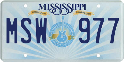MS license plate MSW977