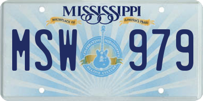 MS license plate MSW979