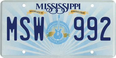 MS license plate MSW992