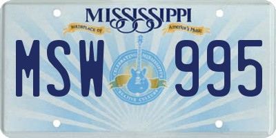 MS license plate MSW995