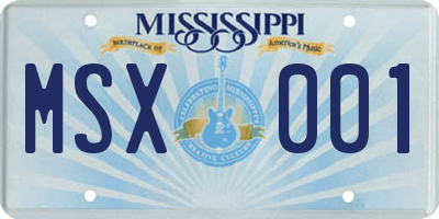 MS license plate MSX001