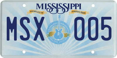 MS license plate MSX005