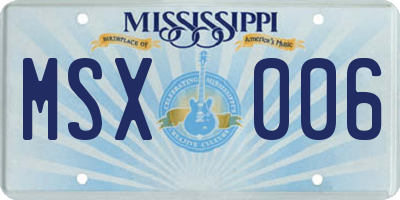 MS license plate MSX006