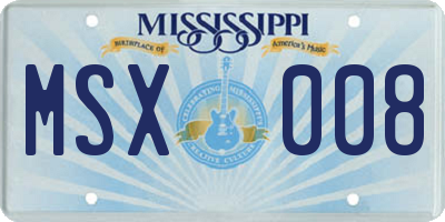 MS license plate MSX008