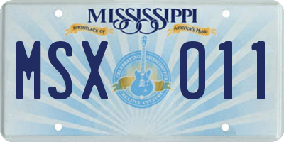 MS license plate MSX011