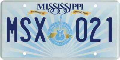 MS license plate MSX021