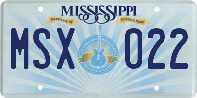MS license plate MSX022