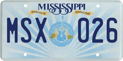 MS license plate MSX026