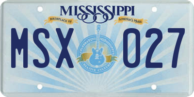 MS license plate MSX027
