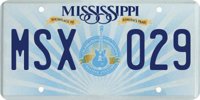 MS license plate MSX029