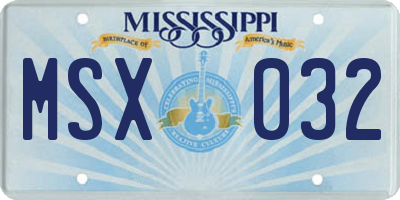 MS license plate MSX032