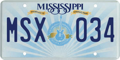 MS license plate MSX034