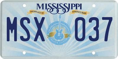 MS license plate MSX037