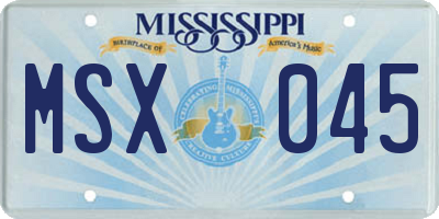 MS license plate MSX045
