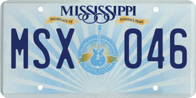 MS license plate MSX046