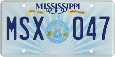 MS license plate MSX047