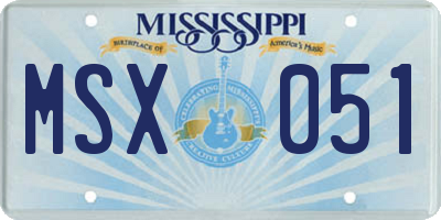 MS license plate MSX051