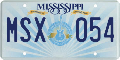 MS license plate MSX054