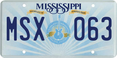 MS license plate MSX063
