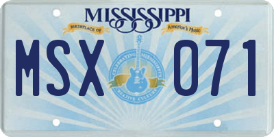 MS license plate MSX071