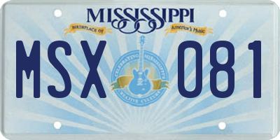 MS license plate MSX081