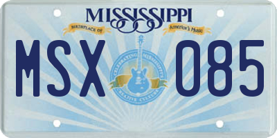 MS license plate MSX085