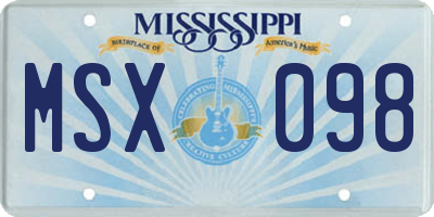 MS license plate MSX098