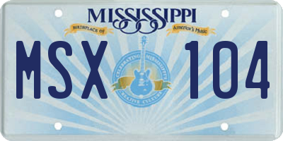 MS license plate MSX104