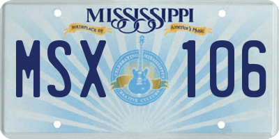 MS license plate MSX106