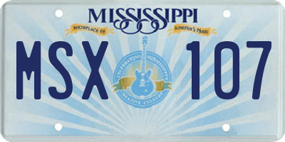 MS license plate MSX107