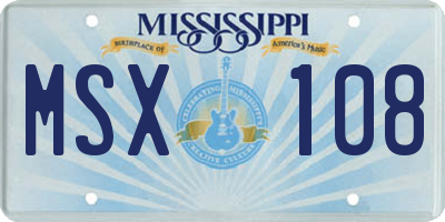MS license plate MSX108
