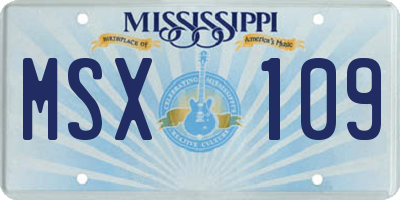MS license plate MSX109