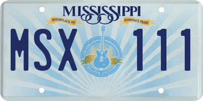 MS license plate MSX111