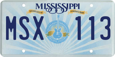 MS license plate MSX113