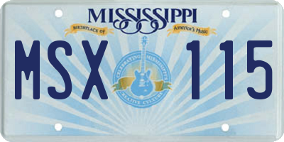 MS license plate MSX115