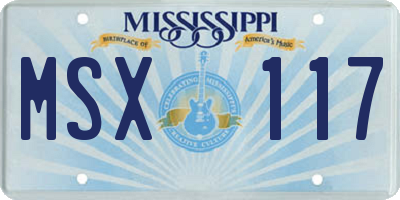 MS license plate MSX117