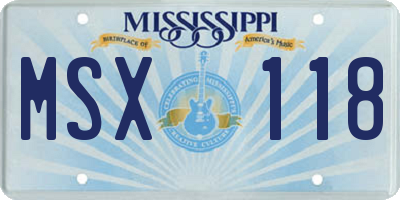 MS license plate MSX118