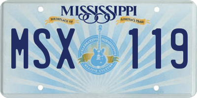 MS license plate MSX119