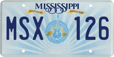 MS license plate MSX126