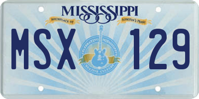 MS license plate MSX129