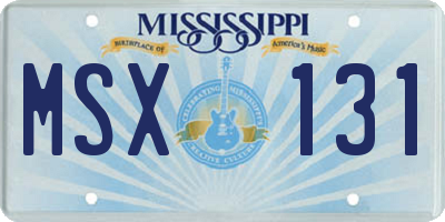 MS license plate MSX131